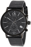 Calvin Klein Post Minimal Chronograph Black Dial Black Leather Strap Watch for Men - K7627401