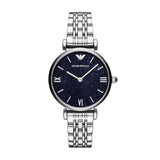 Emporio Armani Gianni T Bar Dark Blue Dial Silver Stainless Steel Watch For Women - AR11091