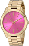 Michael Kors Slim Runway Pink Dial Rose Gold Steel Strap Watch for Women - MK3264