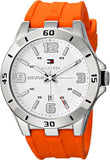 Tommy Hilfiger Analog White Dial Orange Rubber Strap Watch for Men - 1791063