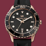 Michael Kors Runway Quartz Black Dial Black Silicone Strap Watch For Women - MK6852