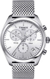 Tissot PR 100 Chronograph White Dial Silver Mesh Bracelet Watch For Men - T101.417.11.031.02