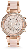 Michael Kors Ritz Chronograph Rose Gold Dial Two Tone Steel Strap Watch for Women - MK6307