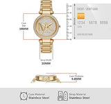 Michael Kors Parker Analog Crystals Gold Dial Gold Steel Strap Watch For Women - MK7283