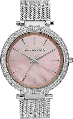 Michael Kors Darci Analog Pink Dial Silver Mesh Bracelet Watch For Women - MK4518