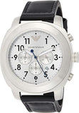 Emporio Armani Sportivo Chronograph Silver Dial Black Leather Strap Watch For Men - AR6054