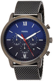 Fossil Neutra Chronograph Blue Dial Silver Mesh Bracelet Watch for Men - FS5383