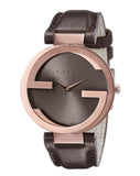 Gucci Interlocking Brown Dial Brown Leather Strap Watch For Women - YA133309