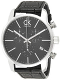 Calvin Klein City Chronograph Black Dial Black Leather Strap Watch for Men - K2G271C3