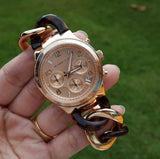 Michael Kors Runway Rose Gold Dial Two Tone Steel Strap Watch for Women - MK4269