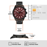 Fossil Brox Multifunction Maroon Dial Black Steel Strap Watch for Women - BQ2803