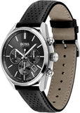 Hugo Boss Champion Black Dial Black Leather Strap Watch for Men - 1513816