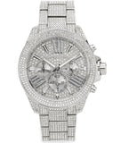 Michael Kors Wren Chronograph Crystals Silver Dial Silver Steel Strap Watch For Women - MK6317