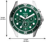 Fossil FB-03 Chronograph Green Dial Silver Steel Strap Watch for Men - FS5726