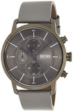 Hugo Boss Architectural Grey Dial Grey Leather Strap Watch for Men - 1513570