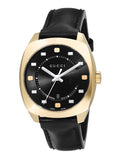 Gucci GG2570 Quartz Black Dial Black Leather Strap Watch For Women - YA142408