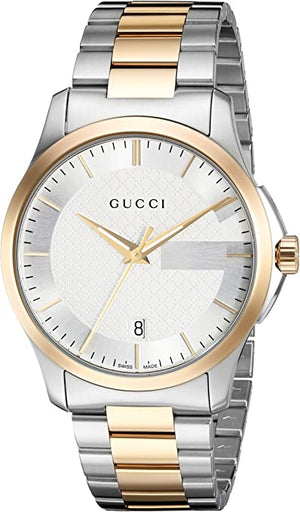 Gucci G Timeless Silver Dial Two Tone Steel Strap Watch For Men - YA126474