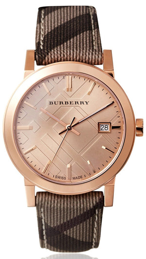 Burberry The City Rose Gold Dial Brown Leather Strap Watch for Women - BU9040