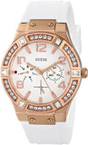 Guess Diamonds White Dial White Rubber Strap Watch For Women - W0426L1