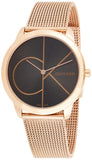 Calvin Klein Minimal Black Dial Rose Gold Mesh Bracelet Watch for Men - K3M21621