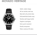 Movado Heritage Calendoplan Black Dial Black Leather Strap Watch for Men - 3650004