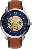 Fossil Neutra Automatic Luggage Skeleton Blue Dial Brown Leather Strap Watch for Men - ME3160