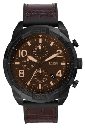 Fossil Bronson Chronograph Brown Dial Brown Leather Strap Watch for Men - FS5713