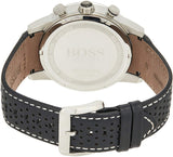 Hugo Boss Rafale Chronograph Quartz Silver Dial Black Leather Strap Watch For Men - 1513403