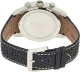 Hugo Boss Rafale Chronograh Quartz White Dial Black Leather Strap Watch For Men - HB1513403