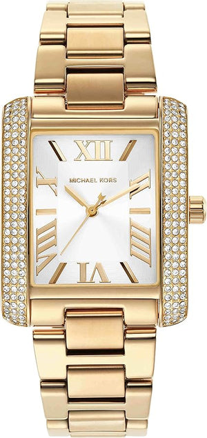 Michael Kors Emery Three-Hand Crystals Silver Dial Gold Steel Strap Watch for Women - MK4643