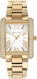 Michael Kors Emery Three-Hand Crystals Silver Dial Gold Steel Strap Watch for Women - MK4643