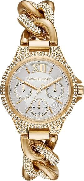 Michael Kors Camille Chronograph Silver Dial Gold Steel Strap Watch for Women - MK6842