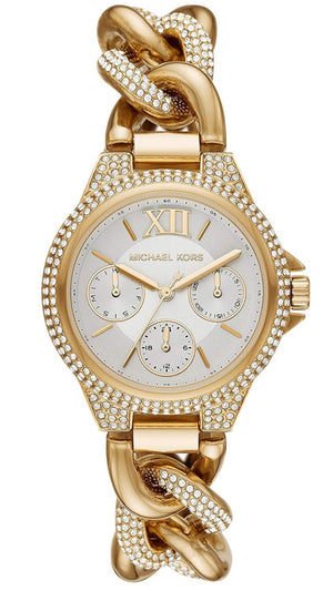 Michael Kors Camille Chronograph Silver Dial Gold Steel Strap Watch for Women - MK6842