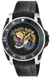 Gucci Dive Tiger Black Dial Black Rubber Strap Watch For Men - YA136318