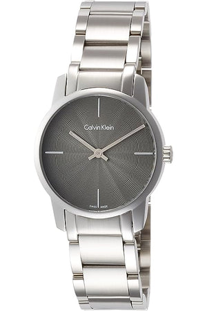 Calvin Klein City Grey Dial Silver Steel Strap Watch for Women - K2G23144