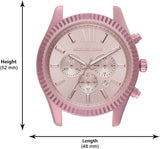 Michael Kors Lexington Chronograph Pink Dial Pink Steel Strap Watch for Women - MK8792