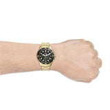 Fossil FB-03 Chronograph Black Dial Gold Steel Strap Watch for Men - FS5727