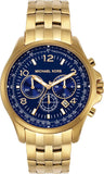 Michael Kors Pilot Quartz Blue Dial Gold Steel Strap Watch For Men - MK9125