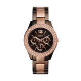 Fossil Stella Multifunction Brown Dial Two Tone Steel Strap Watch for Women - ES4079