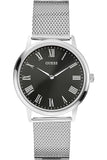 Guess Analog Black Dial Silver Mesh Bracelet Watch for Men - W1263G1