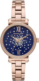 Michael Kors Sofie Analog Quartz Blue Dial Rose Gold Steel Strap Watch For Women - MK3971