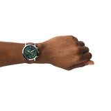 Fossil Neutra Chronograph Green Dial Brown Leather Strap Watch for Men - FS5735