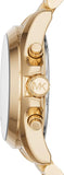 Michael Kors Bradshaw Chronograph White Dial Gold Steel Strap Watch For Women - MK6266