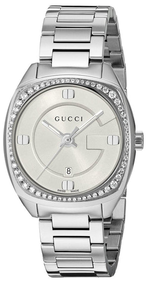 Gucci GG2570 Diamonds Silver Dial Silver Steel Strap Watch For Women - YA142505