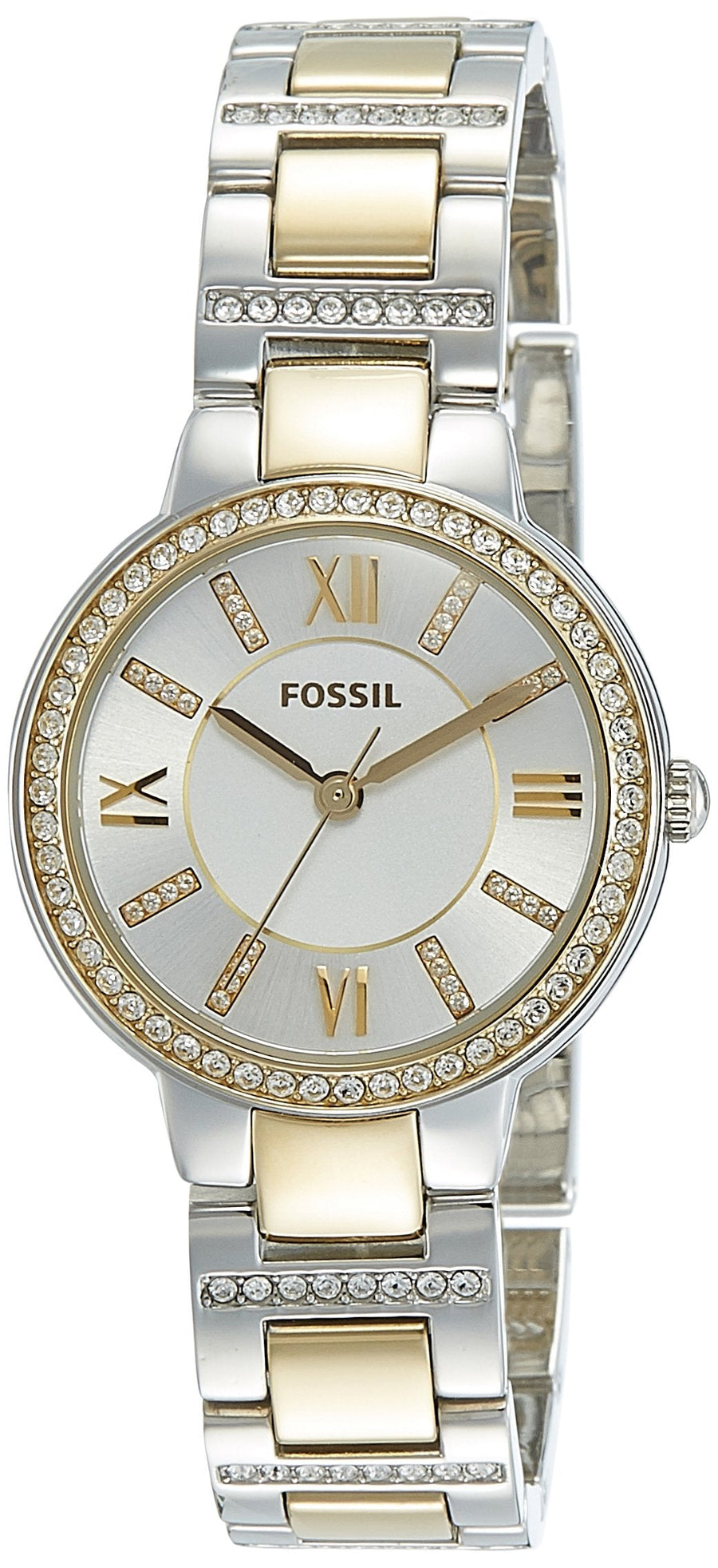 Fossil Virginia Silver Dial Two Tone Steel Strap Watch for Women - ES3503
