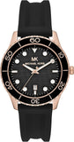 Michael Kors Runway Quartz Black Dial Black Silicone Strap Watch For Women - MK6852