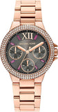 Michael Kors Camille Chronograph Grey Dial Rose Gold Steel Strap Watch For Women - MK6983