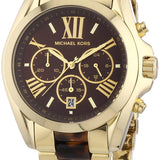 Michael Kors Bradshaw Chronograph Brown Dial Two Tone Steel Strap Watch For Women - MK5696