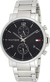 Tommy Hilfiger Daniel Black Dial Silver Steel Strap Watch for Men - 1710413