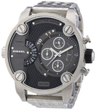 Diesel Little Daddy Chronograph Black Dial Silver Steel Strap Watch For Men - DZ7259